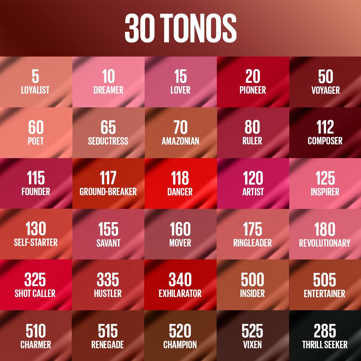 MNY Lip Super Stay Matte Ink ATF Shade Guide US v3 es US