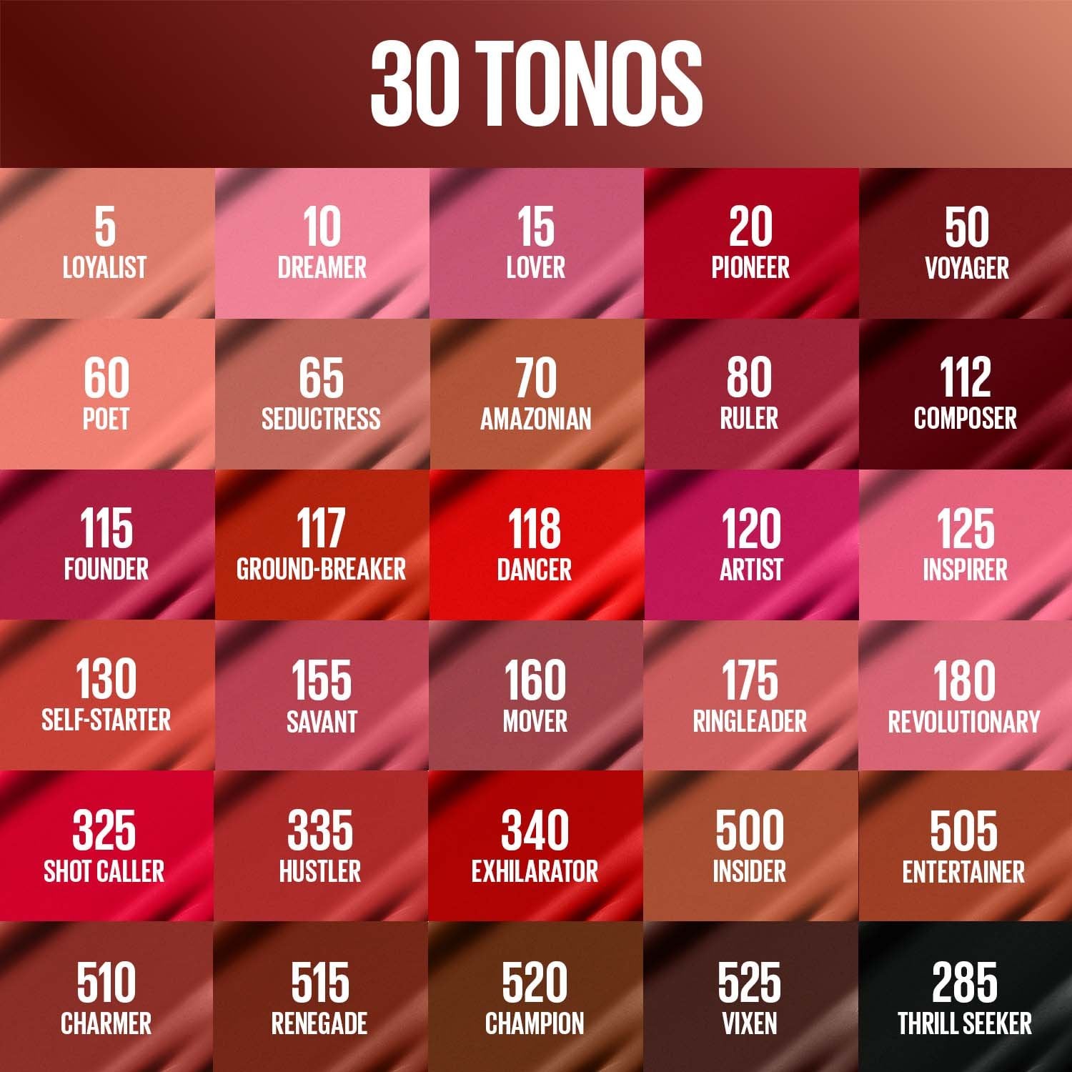 MNY Lip Super Stay Matte Ink ATF Shade Guide US v3 es US